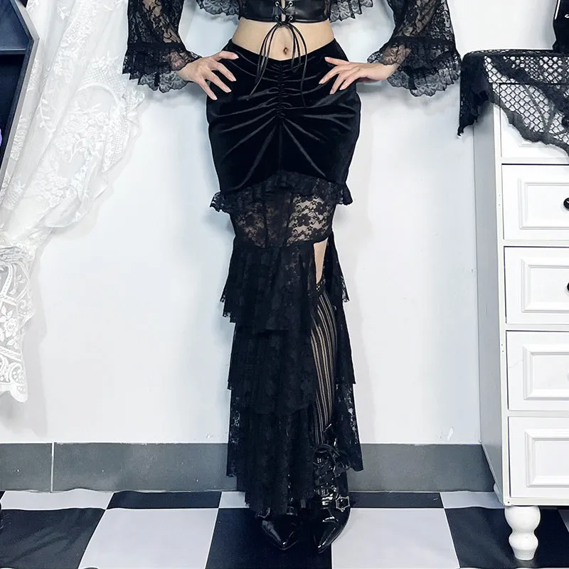HQO3073 Lace Fishtail Skirt